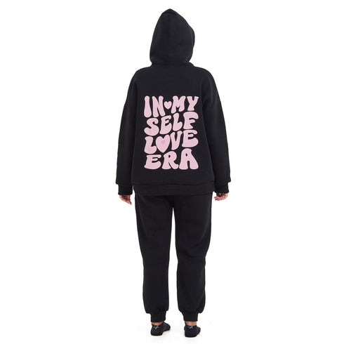 Women Black Self Love Era Oversize Hoodie Set